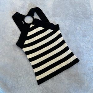 BeBe Women's Halter Top Medium Black & Cream